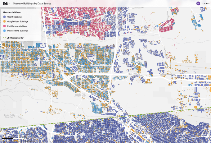 Building data along the U.S/.Mexican border, collated from multiple sources